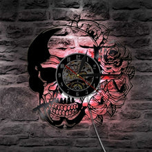 Load image into Gallery viewer, Hippie Skull With Rose Wall Clock