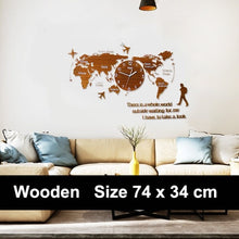 Load image into Gallery viewer, World Map Large Wall Clock