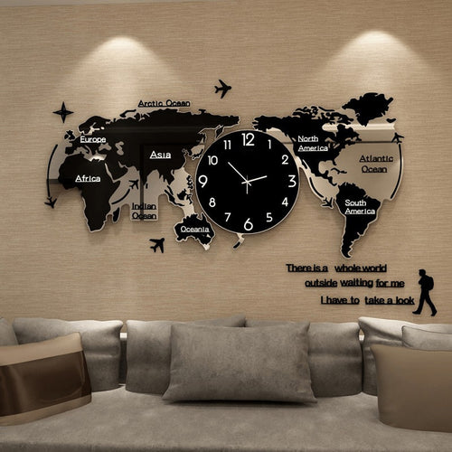 World Map Large Wall Clock